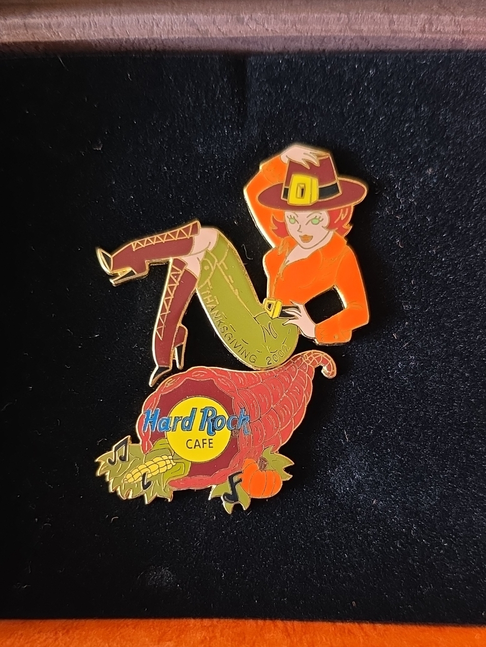 Hard Rock Cafe Online Pin Pilgrim Girl, Thanksgiving 2002 Box, 4 Pin Back